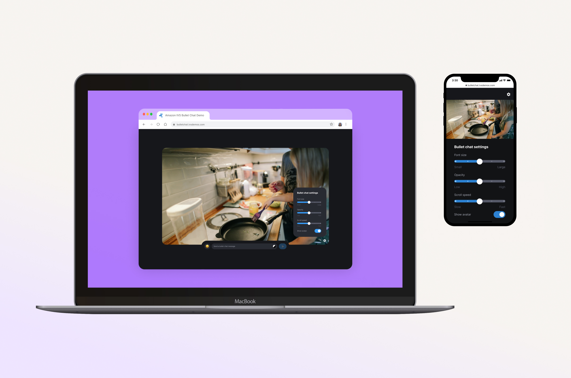 Screens from Twitch (Amazon IVS) project